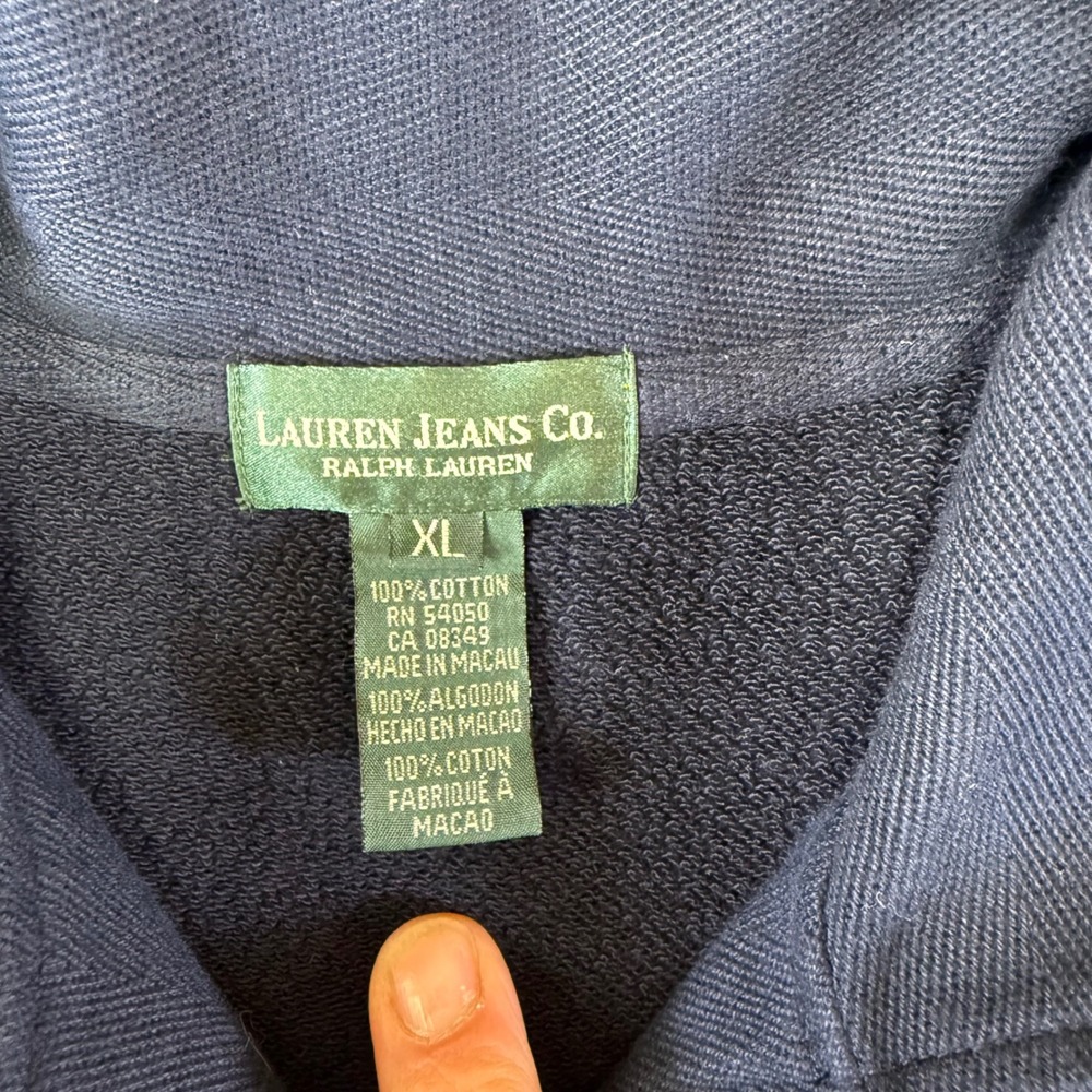 Lauren Jeans Co Ralph Lauren Quarter Zip Pullover Sweatshirt Navy Blue XL Cotton - Picture 9 of 16